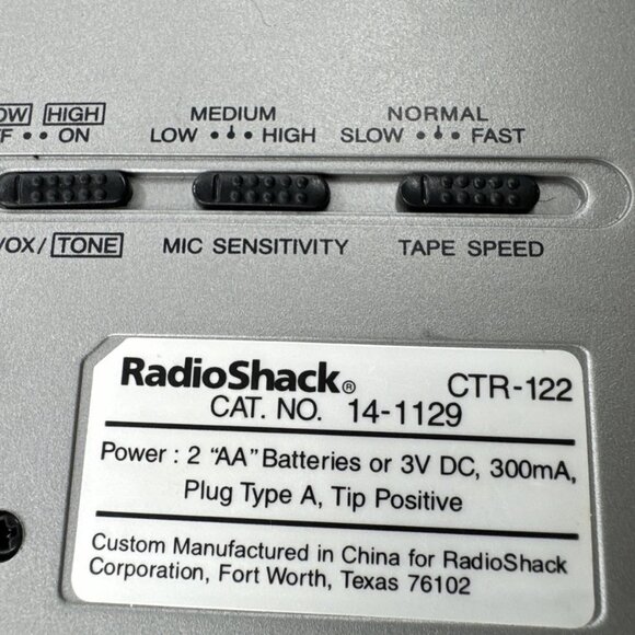 Radio Shack Cassette Tape Recorder CTR-122 14-1129 Voice Activated VOX - Picture 2 of 11